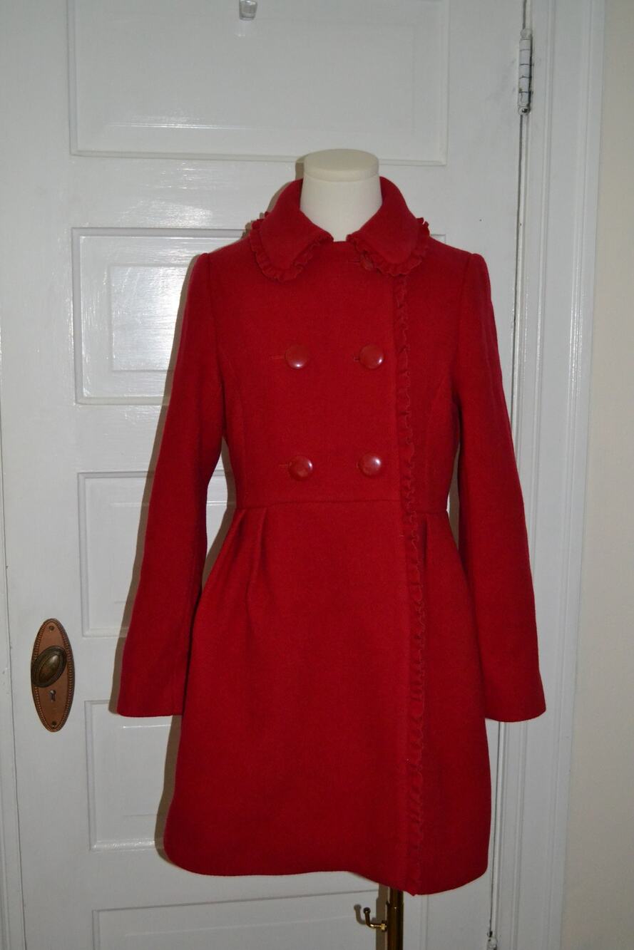 Kate Spade Red Wool Blend Peacoat Size 0 Twee Preppy Holiday Winter